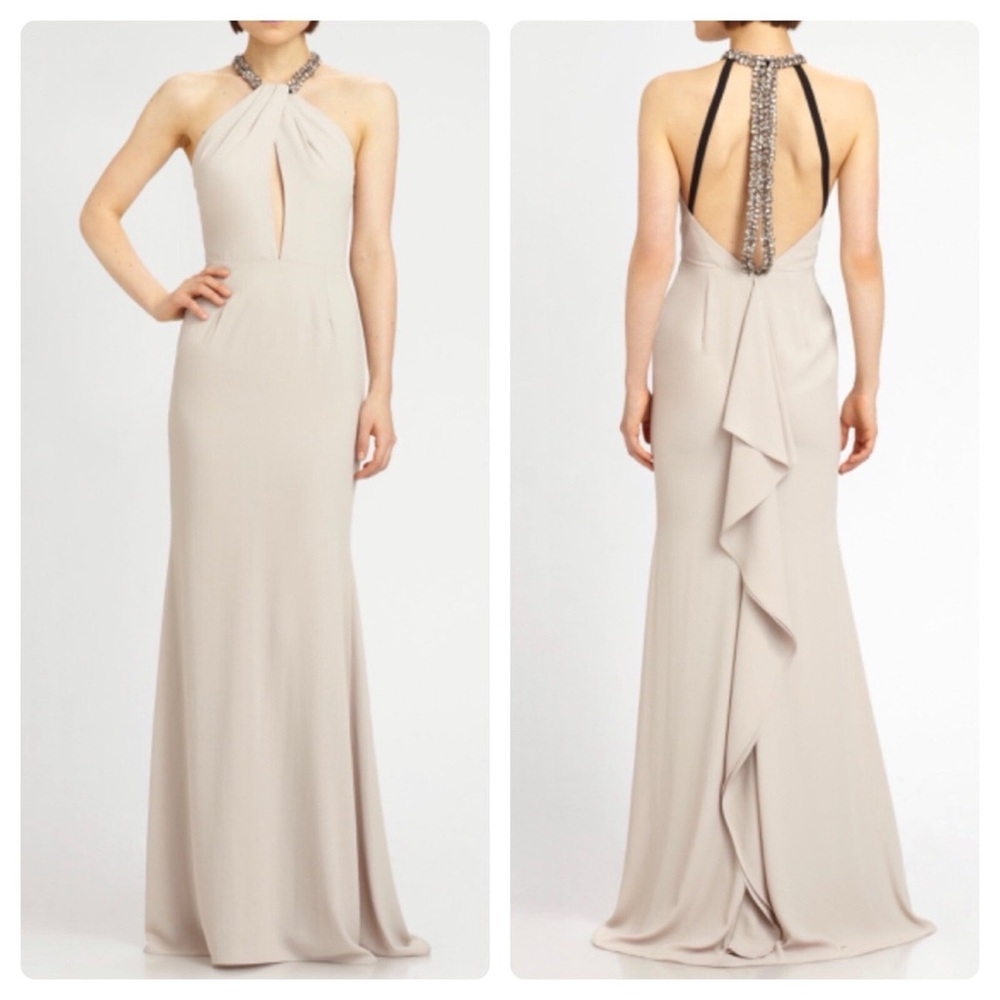 BCBGMaxAzria Backless Cream Gown